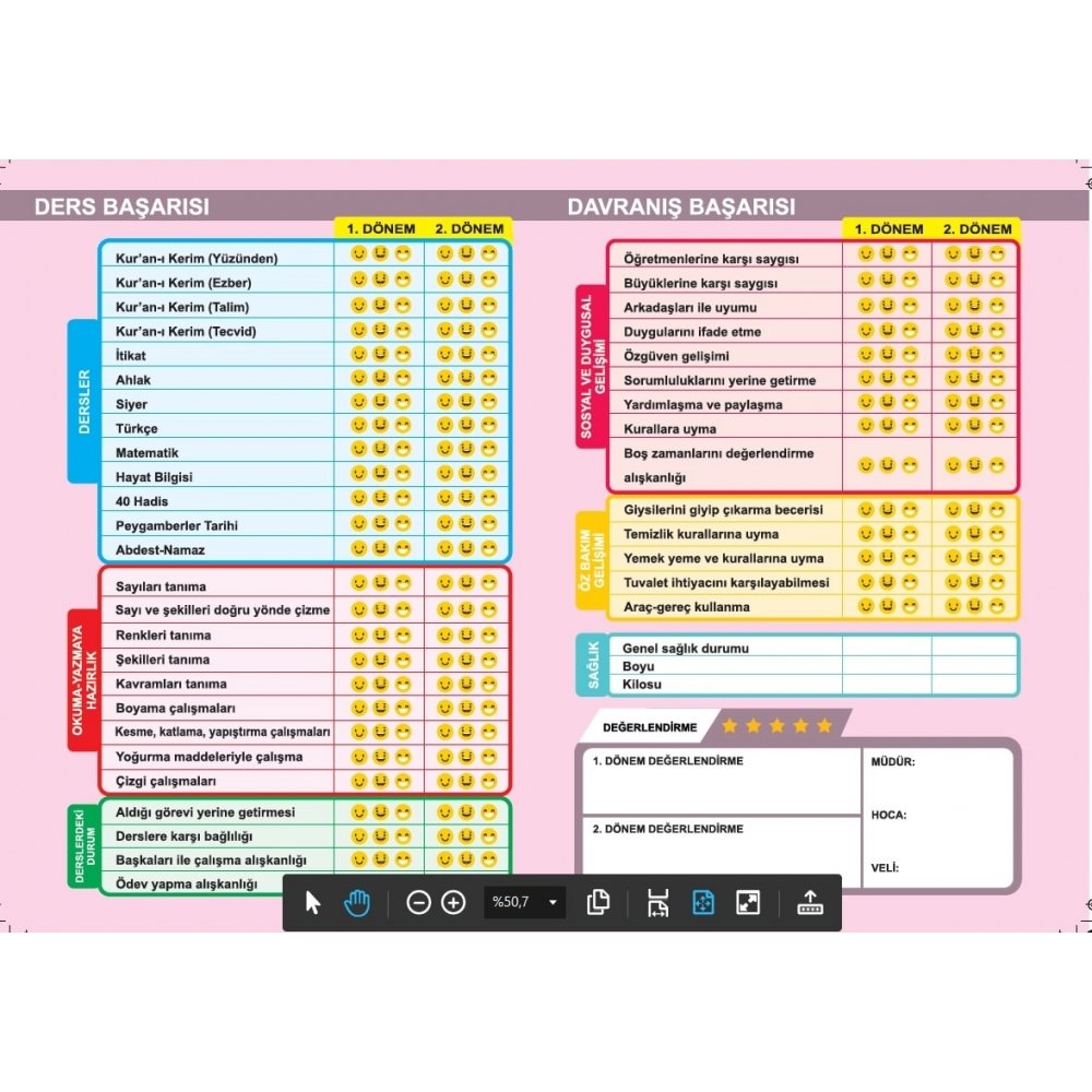 Anaokulu%20Karnesi%20Kız%20Çocuk%20Pembe