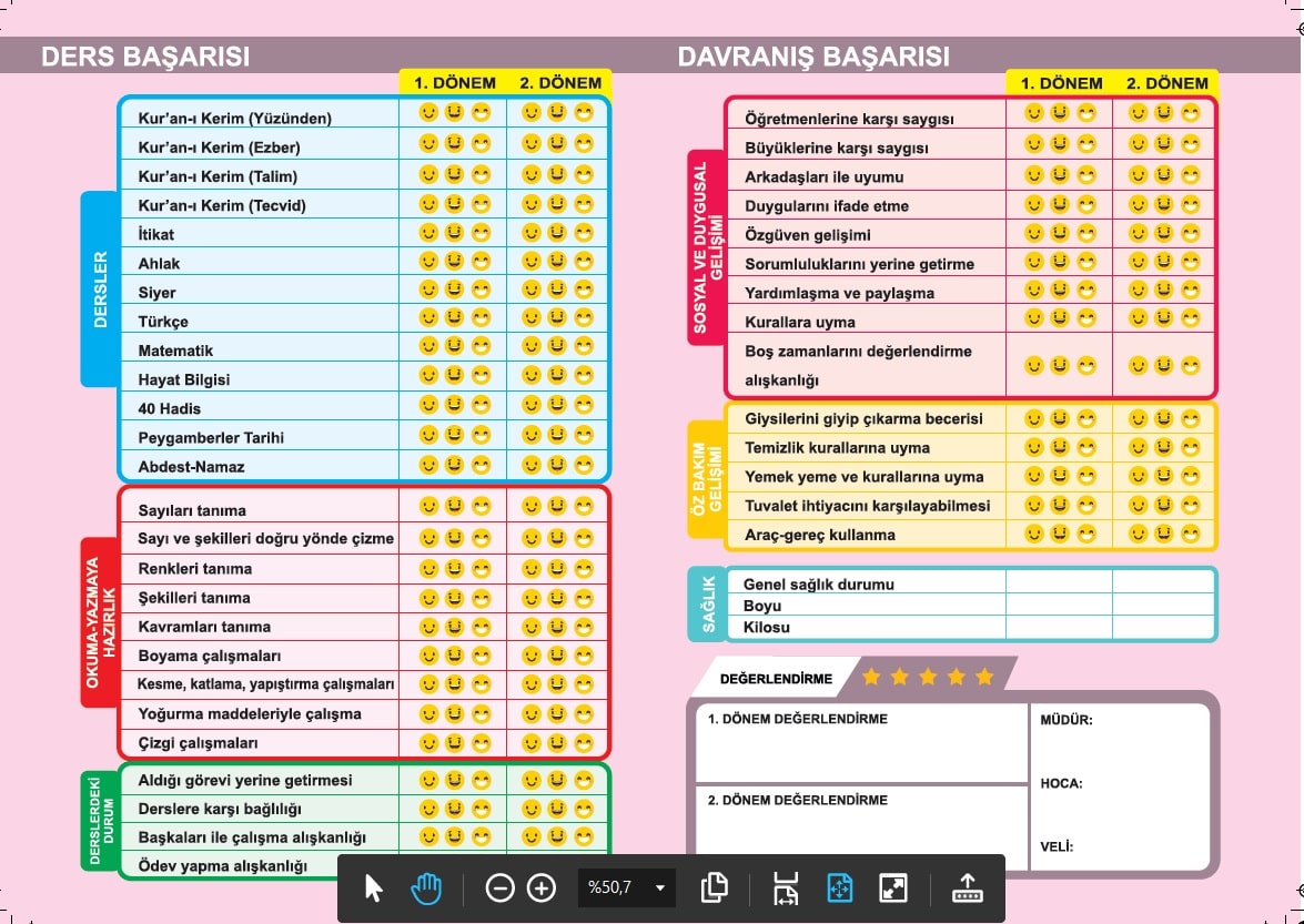 Anaokulu%20Karnesi%20Kız%20Çocuk%20Pembe