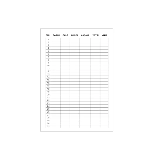 Kaza Namazı Defteri 20 Adet