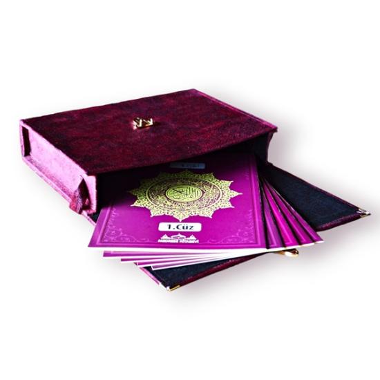 30 Cüz Çantalı Rahle Boy Arapça Kuranı Kerim Bordo Renk