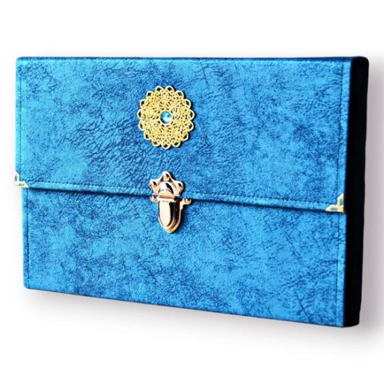 30 Cüz Çantalı Rahle Boy Arapça Kuranı Kerim Mavi Renk