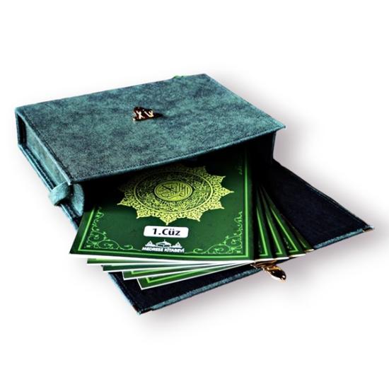 30 Cüz Çantalı Cami Boy Arapça Kuranı Kerim Yeşil Renk